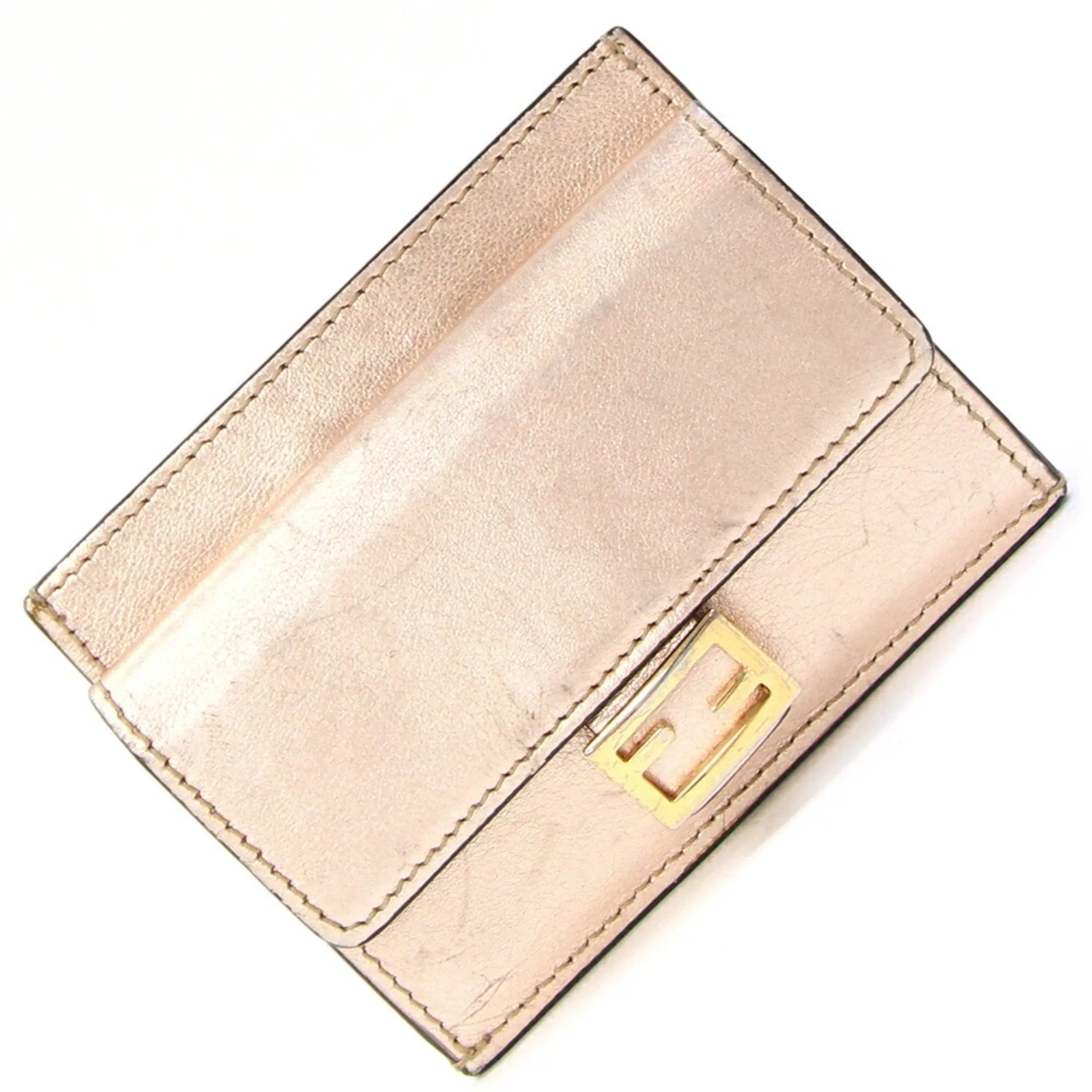 Fendi Champagne Peach Leather Coin Purse/Coin Case (Pre-Owned)
