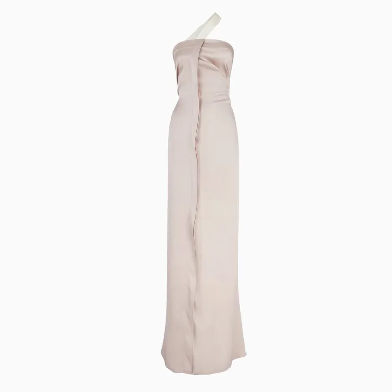 Fendi One-Shoulder Antique Pink Silk Dress Women