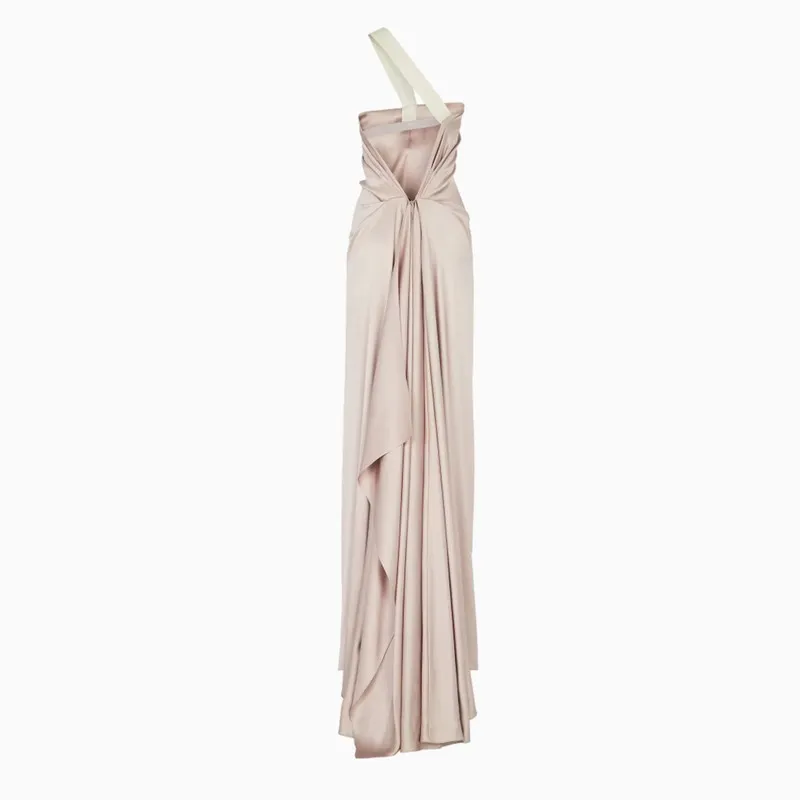 Fendi One-Shoulder Antique Pink Silk Dress Women