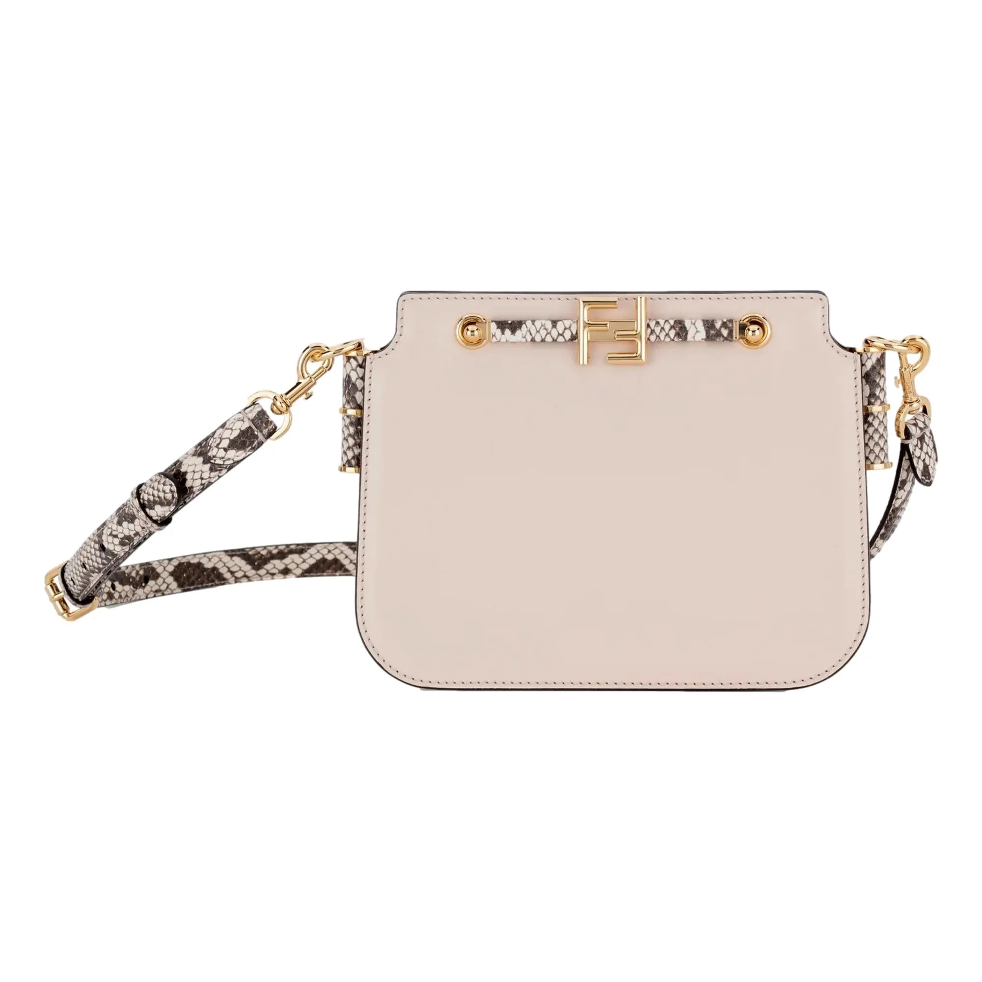 Fendi Touch Ivory and Python Print Leather Shoulder Bag 8BT349