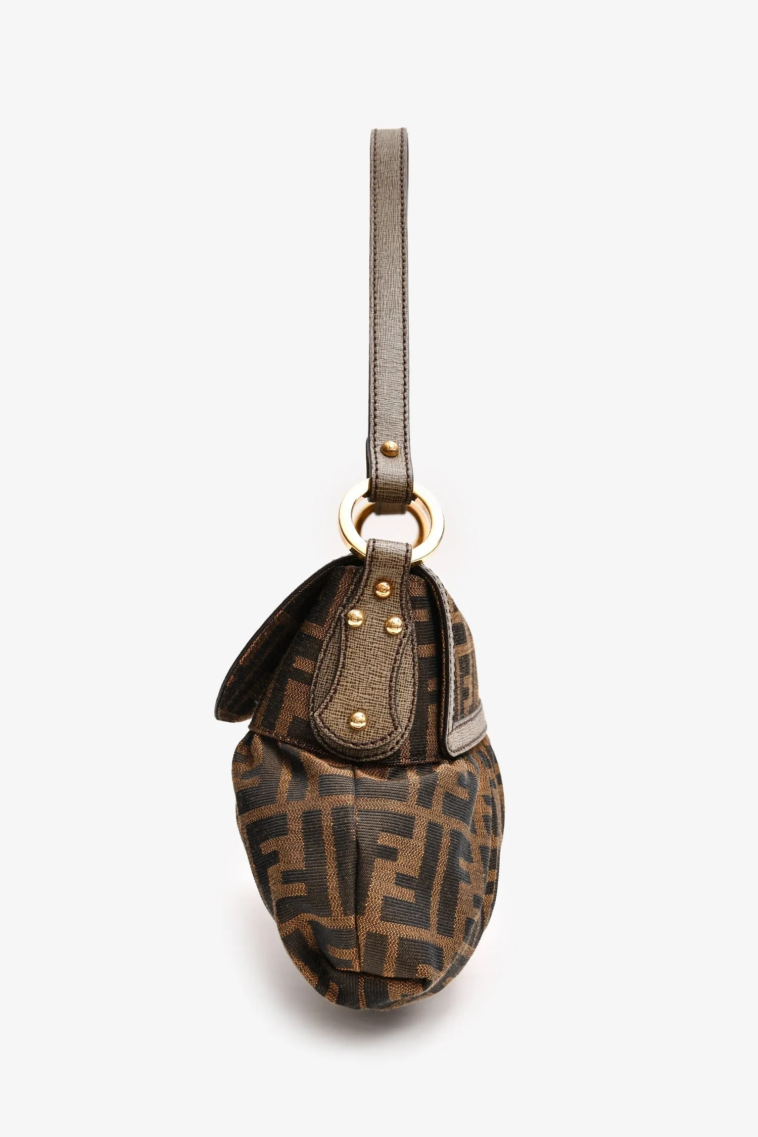 Fendi Vintage Brown Zucca Print Shoulder Bag