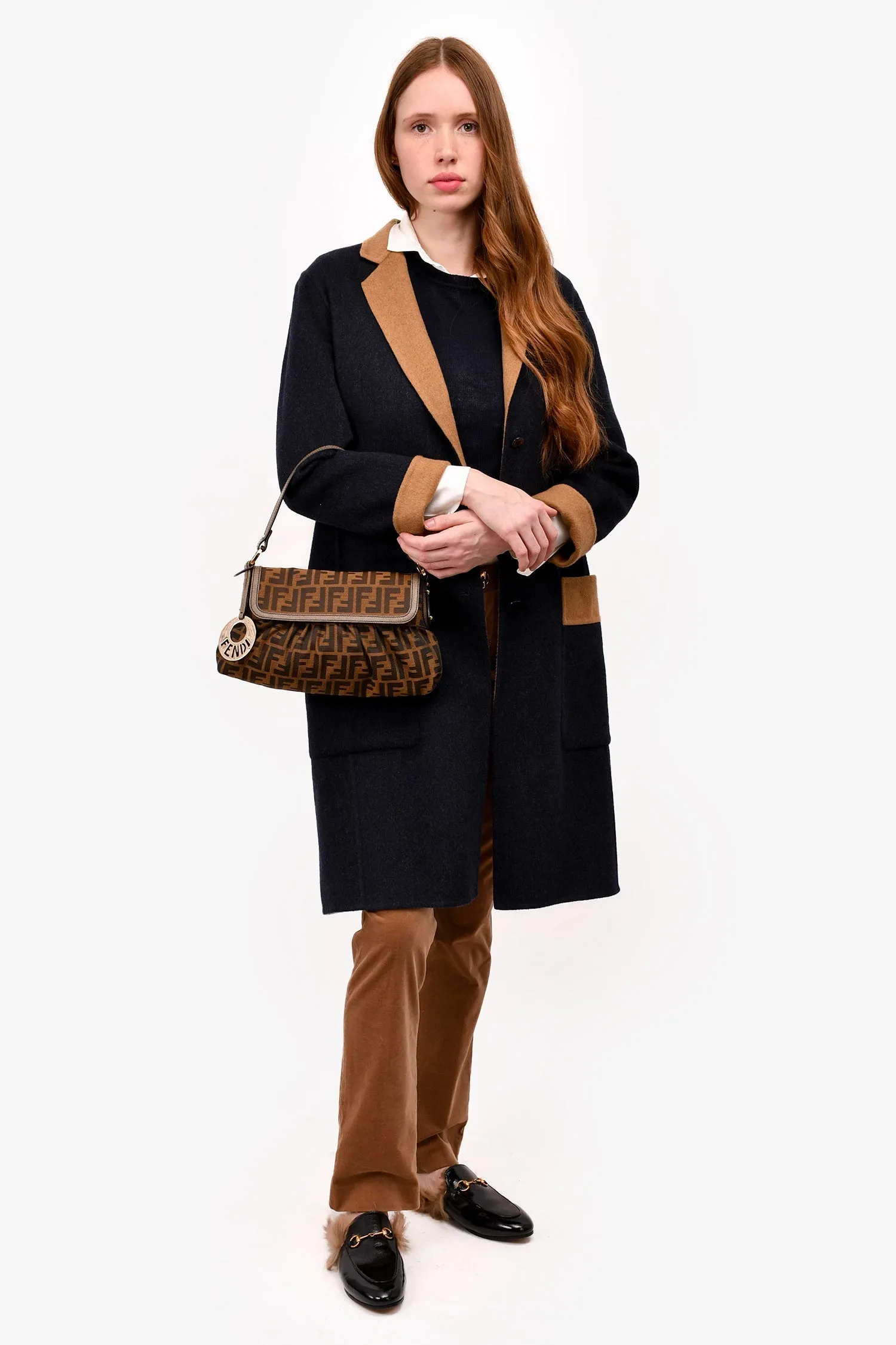 Fendi Vintage Brown Zucca Print Shoulder Bag
