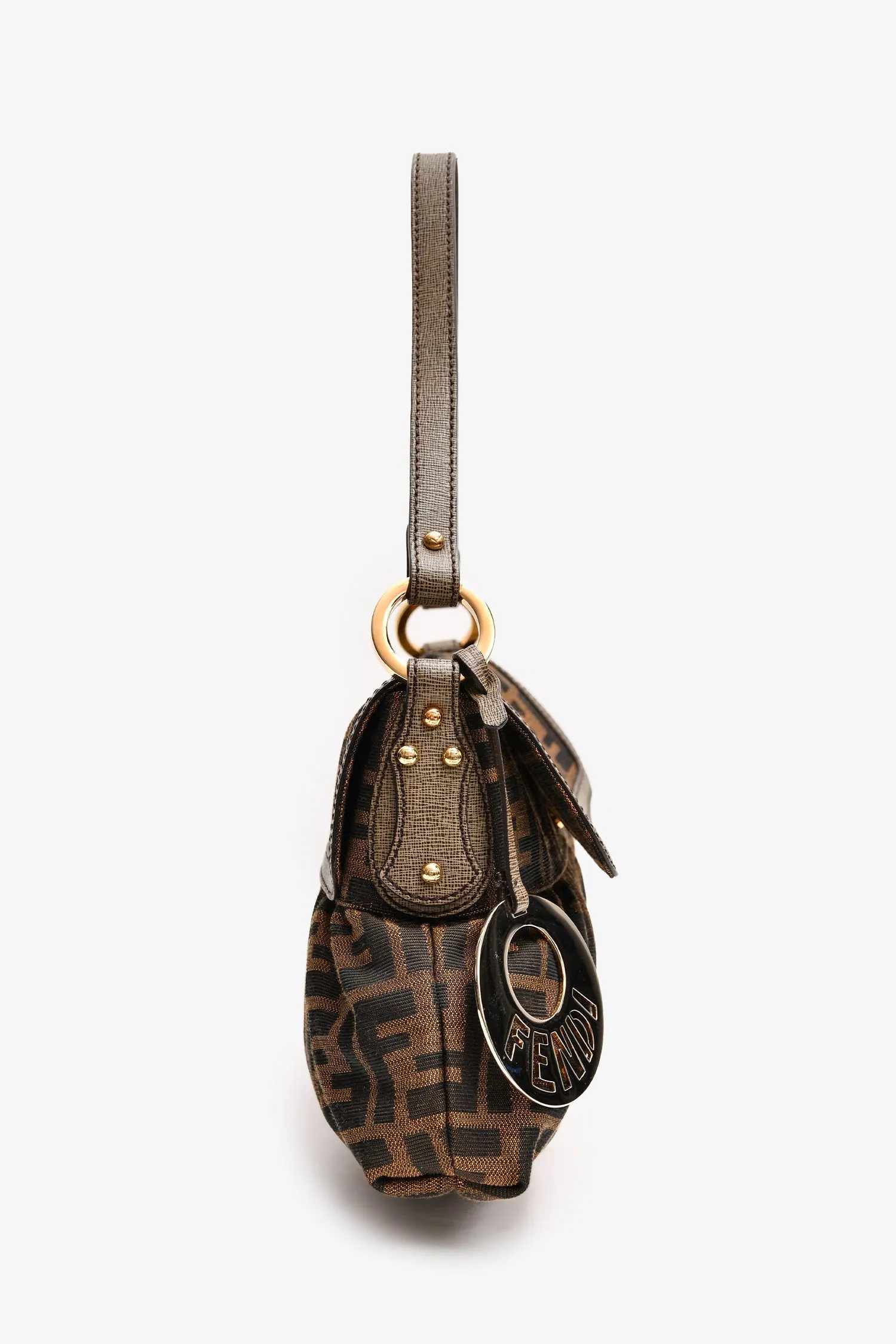 Fendi Vintage Brown Zucca Print Shoulder Bag