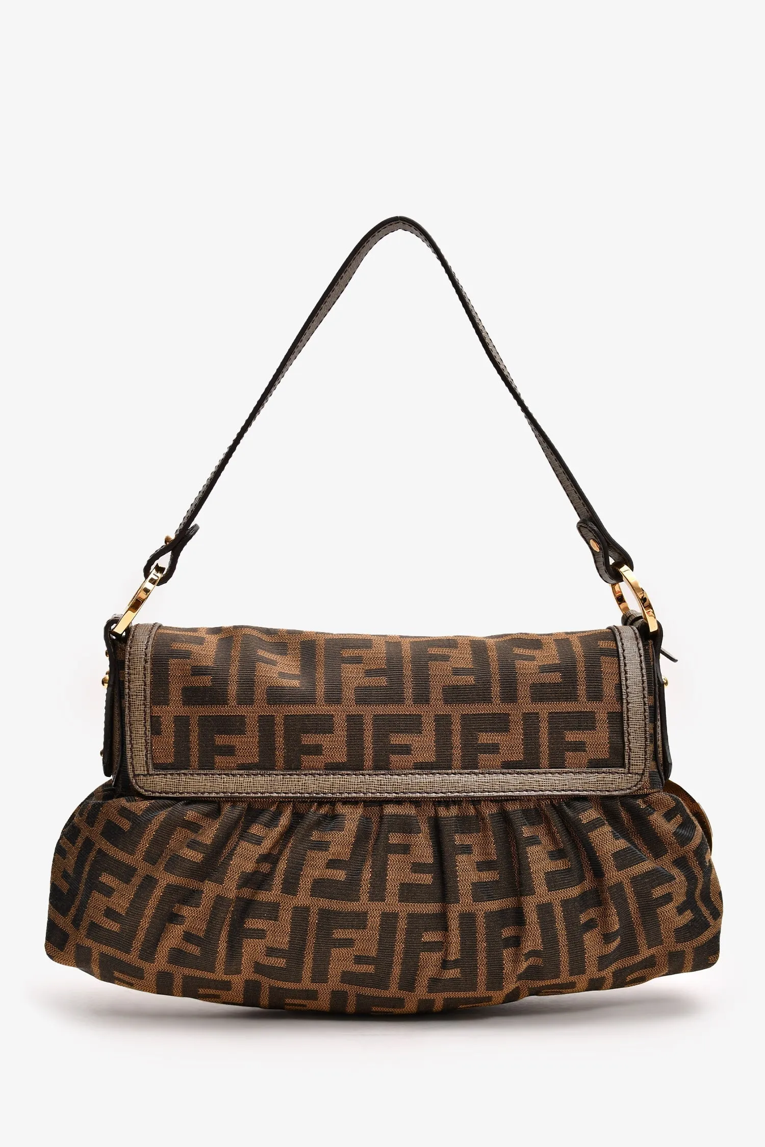 Fendi Vintage Brown Zucca Print Shoulder Bag