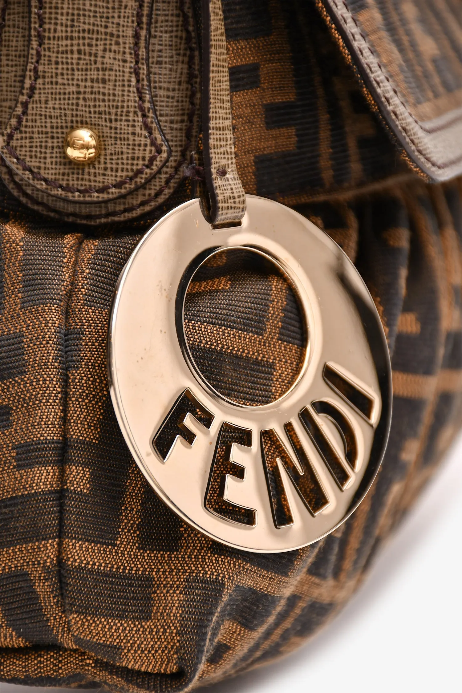 Fendi Vintage Brown Zucca Print Shoulder Bag