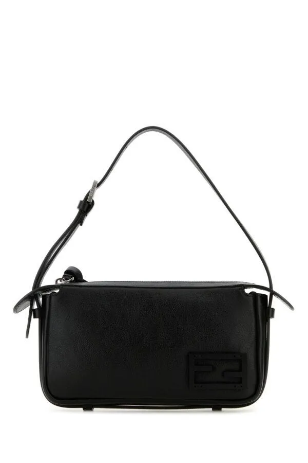 Fendi Woman Black Leather Mini Simply Fendi Shoulder Bag