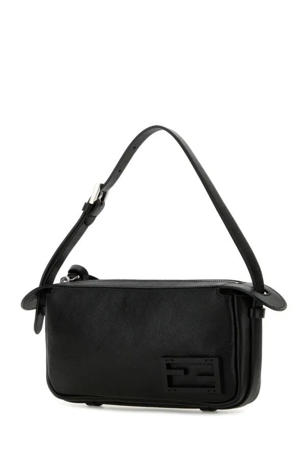 Fendi Woman Black Leather Mini Simply Fendi Shoulder Bag