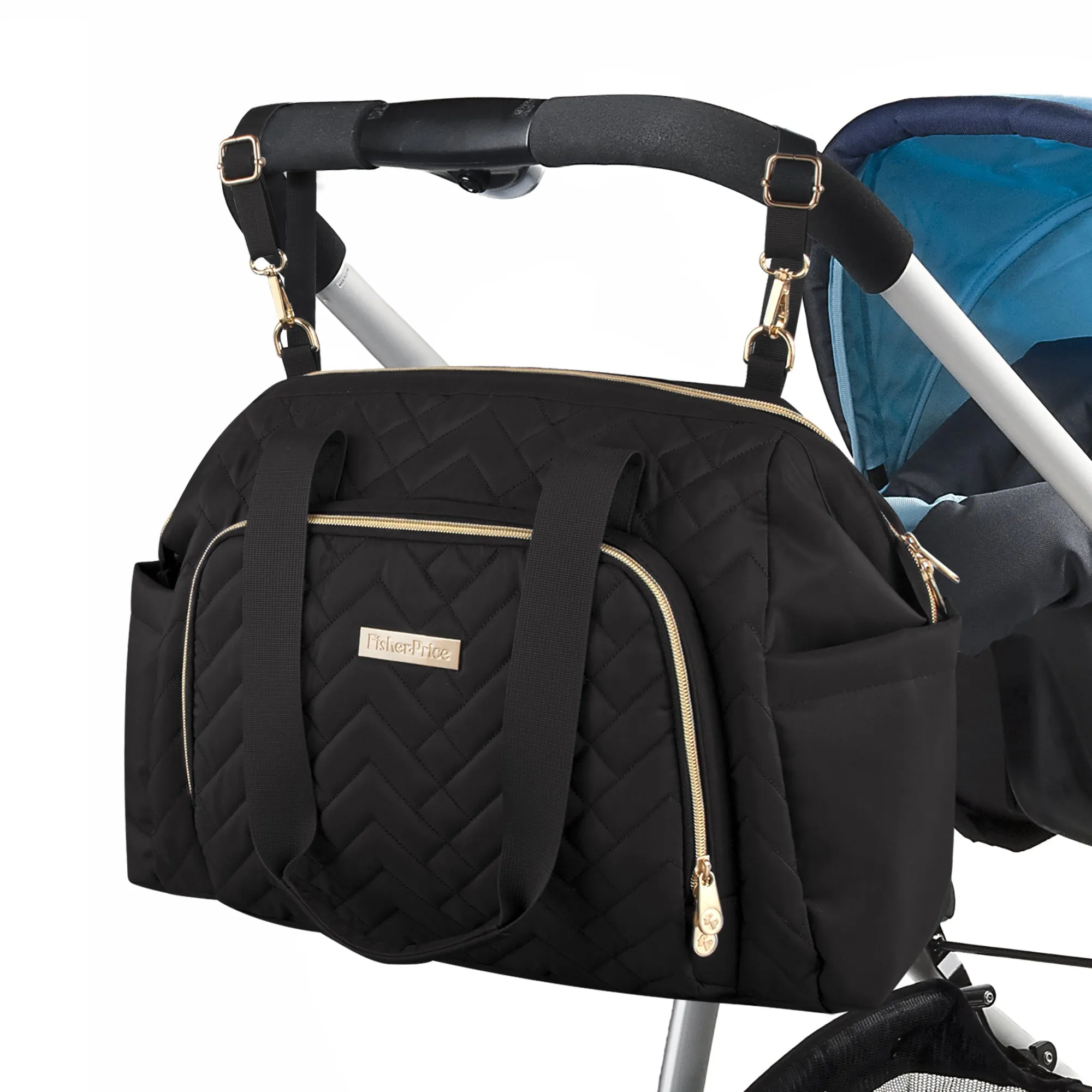 Fisher Price Quilted Signature Black Diaper Bag Tote