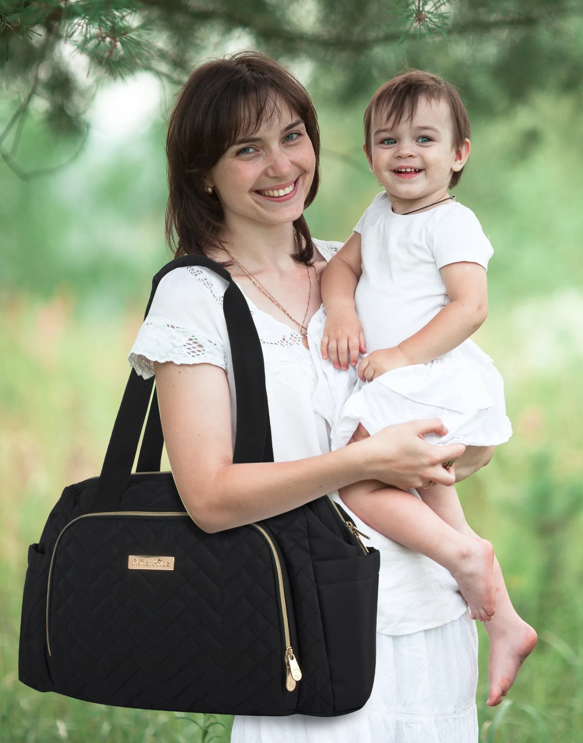 Fisher Price Quilted Signature Black Diaper Bag Tote