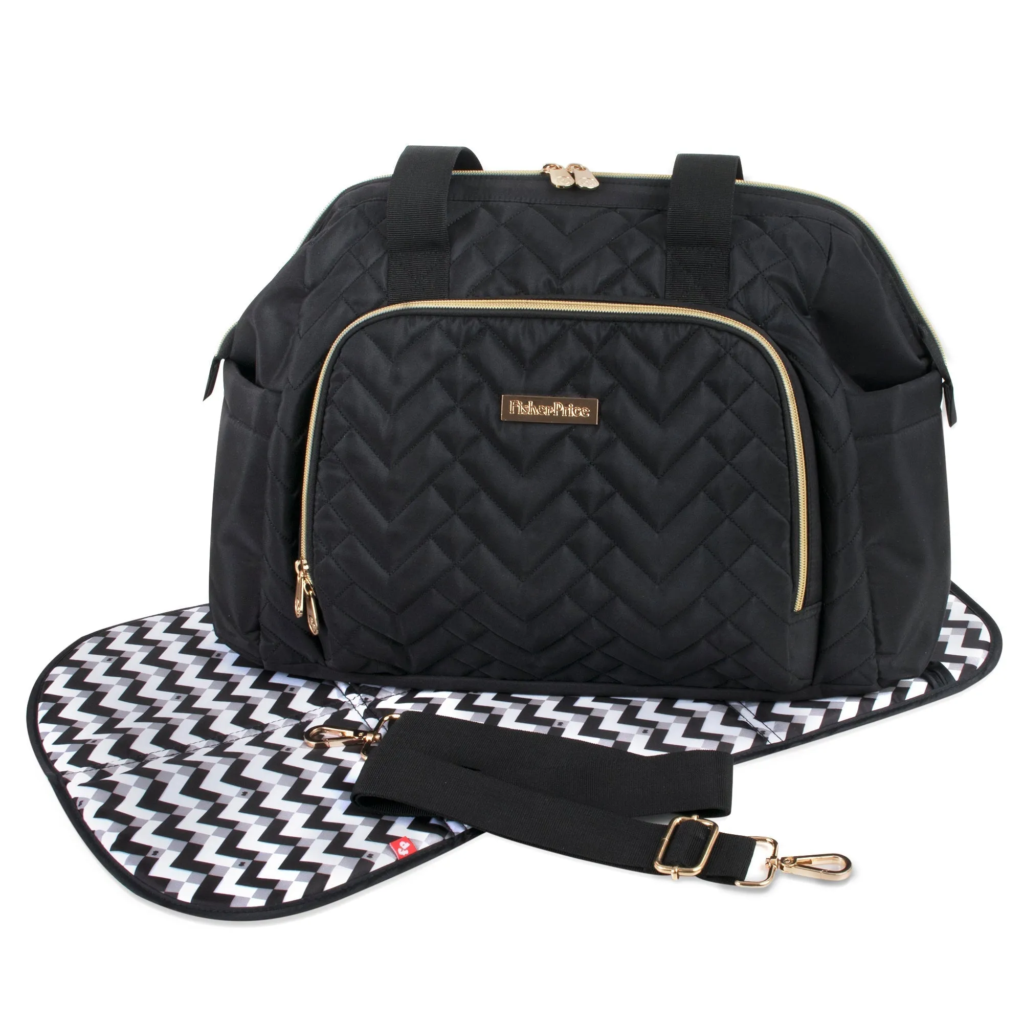 Fisher Price Quilted Signature Black Diaper Bag Tote