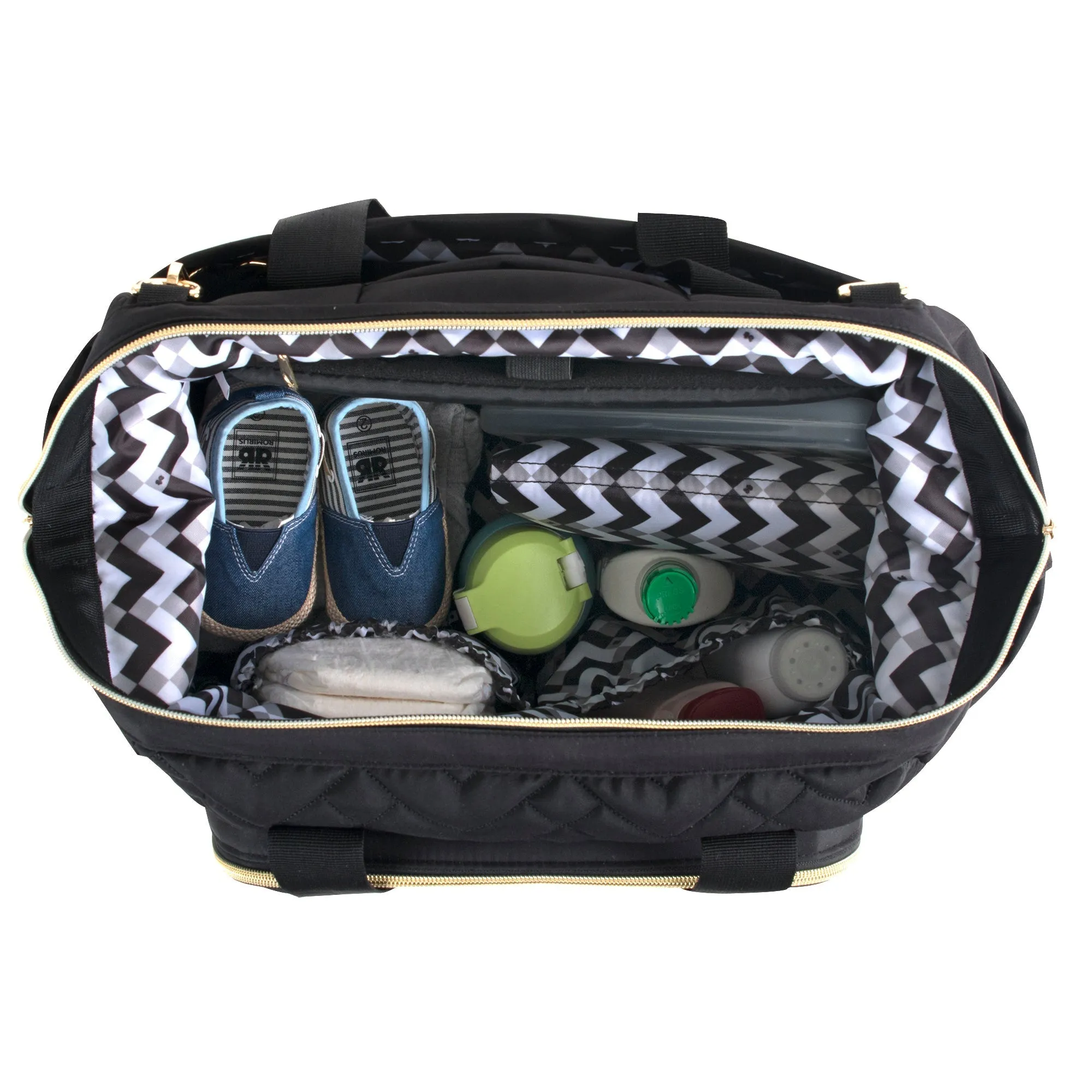 Fisher Price Quilted Signature Black Diaper Bag Tote