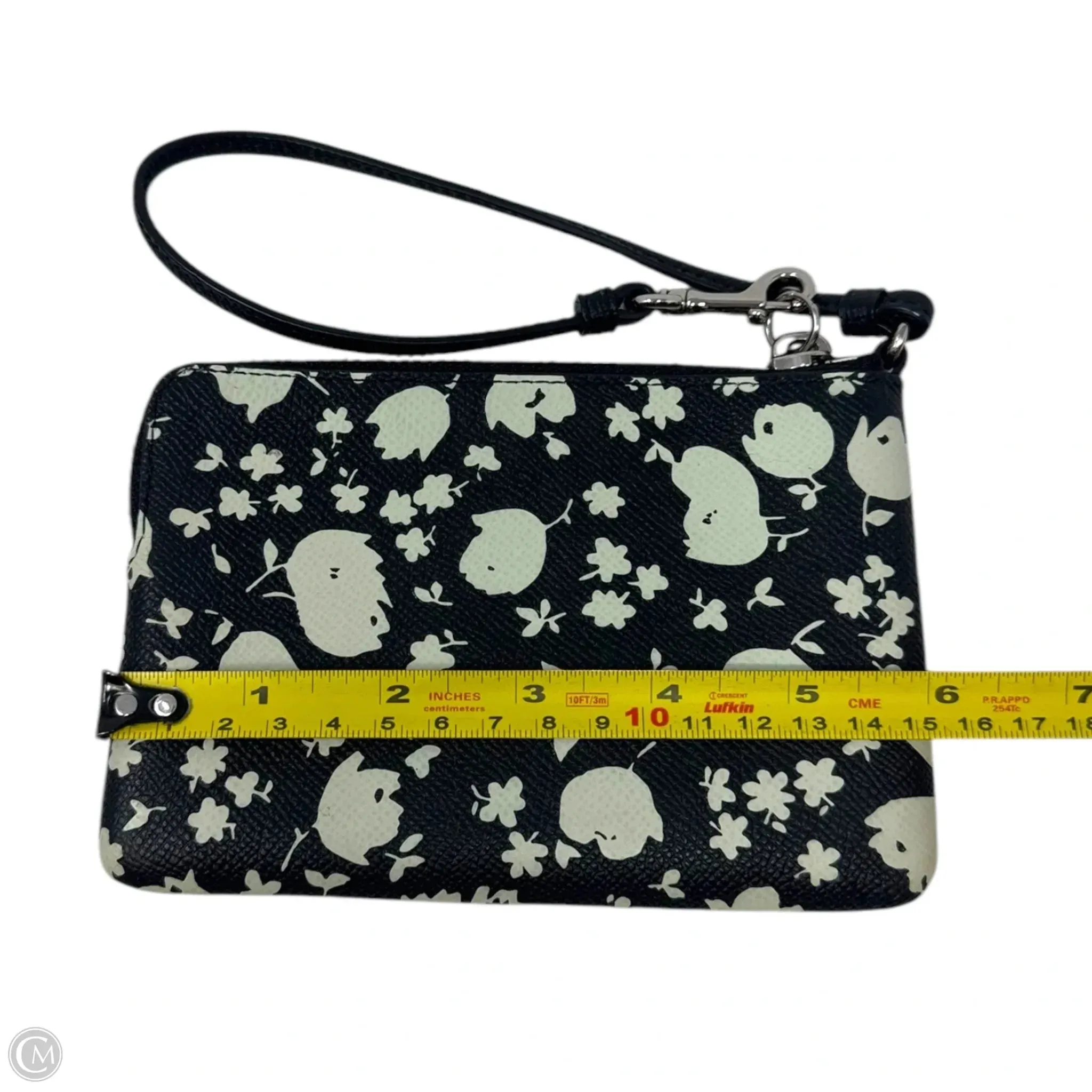 Floral Printed Corner Zip Wristlet Designer By Coach, Size: Small