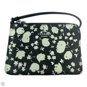 Floral Printed Corner Zip Wristlet Designer By Coach, Size: Small