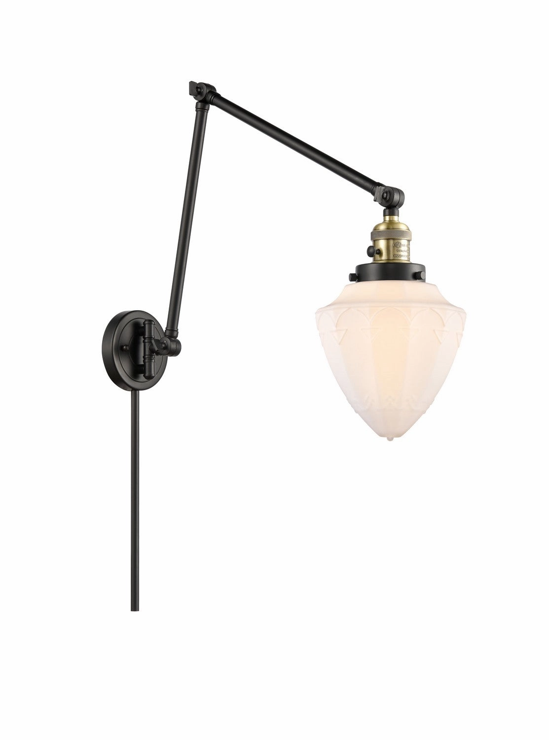 Franklin Restoration One Light Swing Arm Lamp Black Antique Brass Wall Lights for decor discount