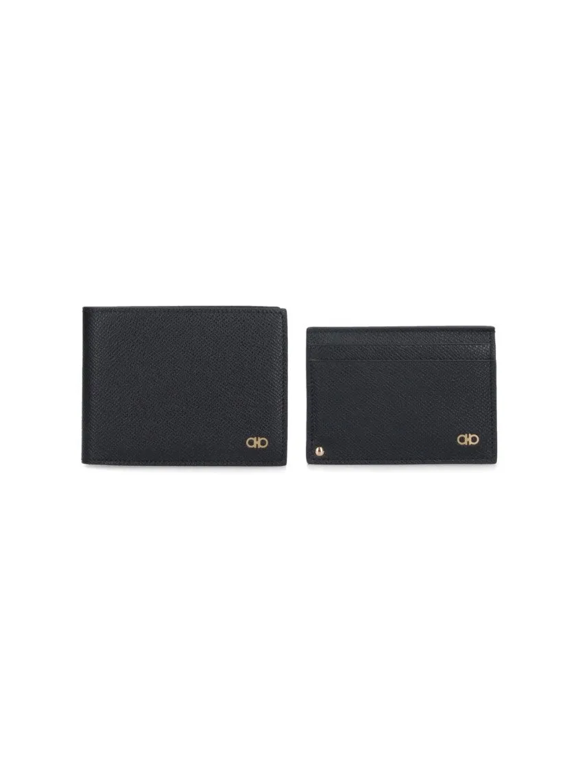 Gancini" Wallet And Card Holder Set ?Black