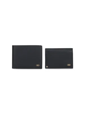 Gancini" Wallet And Card Holder Set ?Black