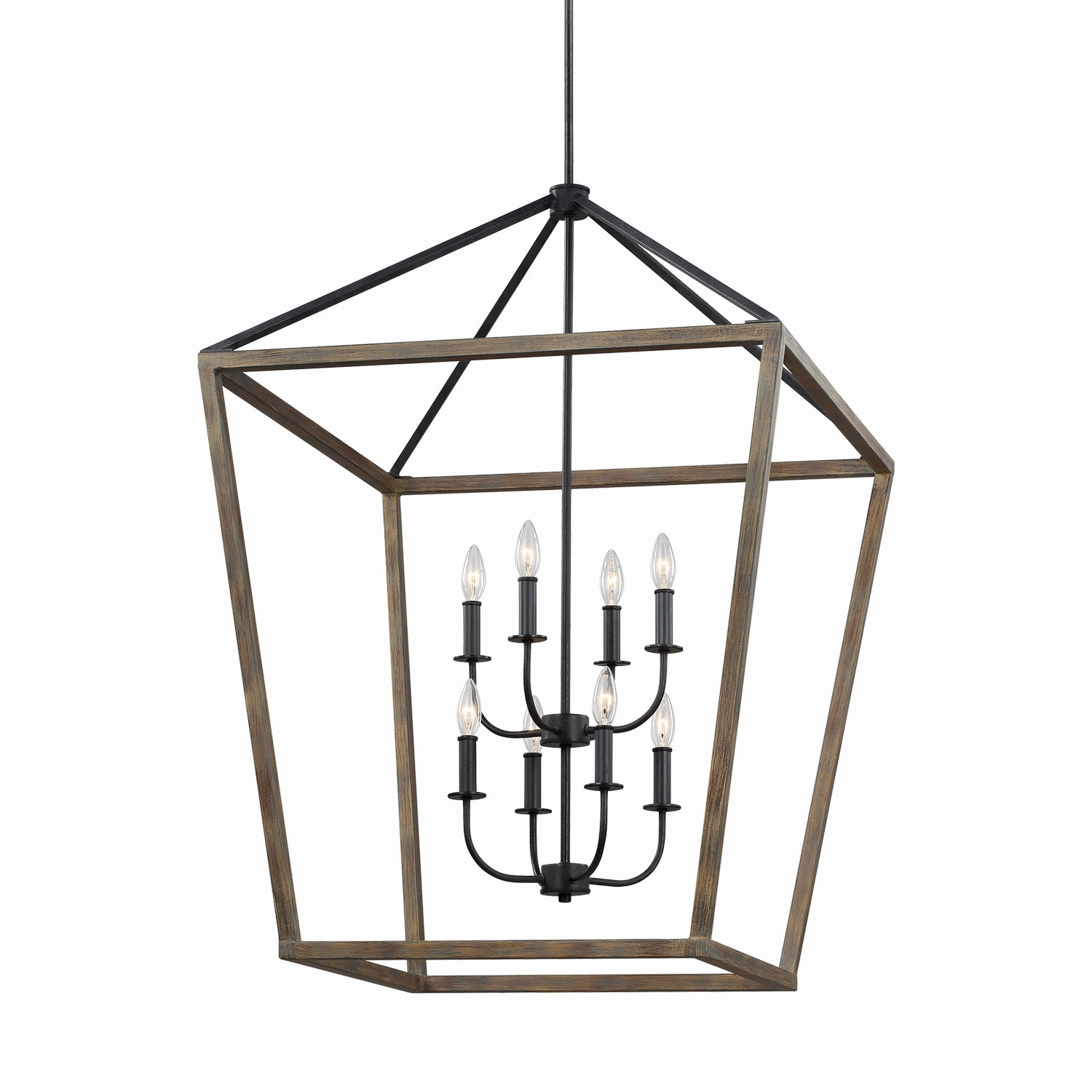 Gannet Eight Light Chandelier Weathered Oak Wood / Antique Forged Iron Ceiling Light Fixtures on sale