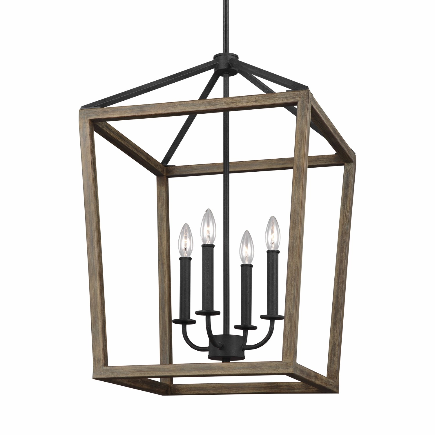 Gannet Four Light Chandelier Weathered Oak Wood / Antique Forged Iron Ceiling Light Fixtures on sale