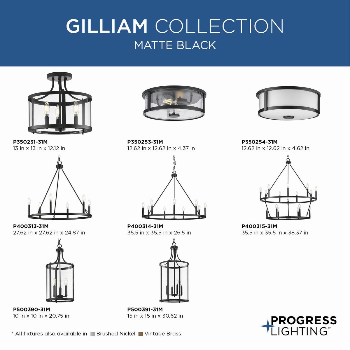 Gilliam Three Light Hall & Foyer Light Matte Black Cheap Ceiling Lights available