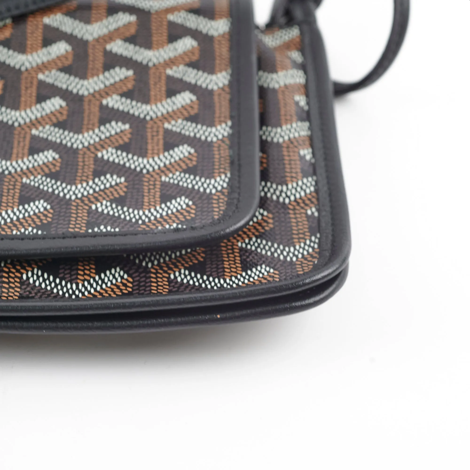 Goyard Plumet Leather Crossbody Shoulder Bag Black