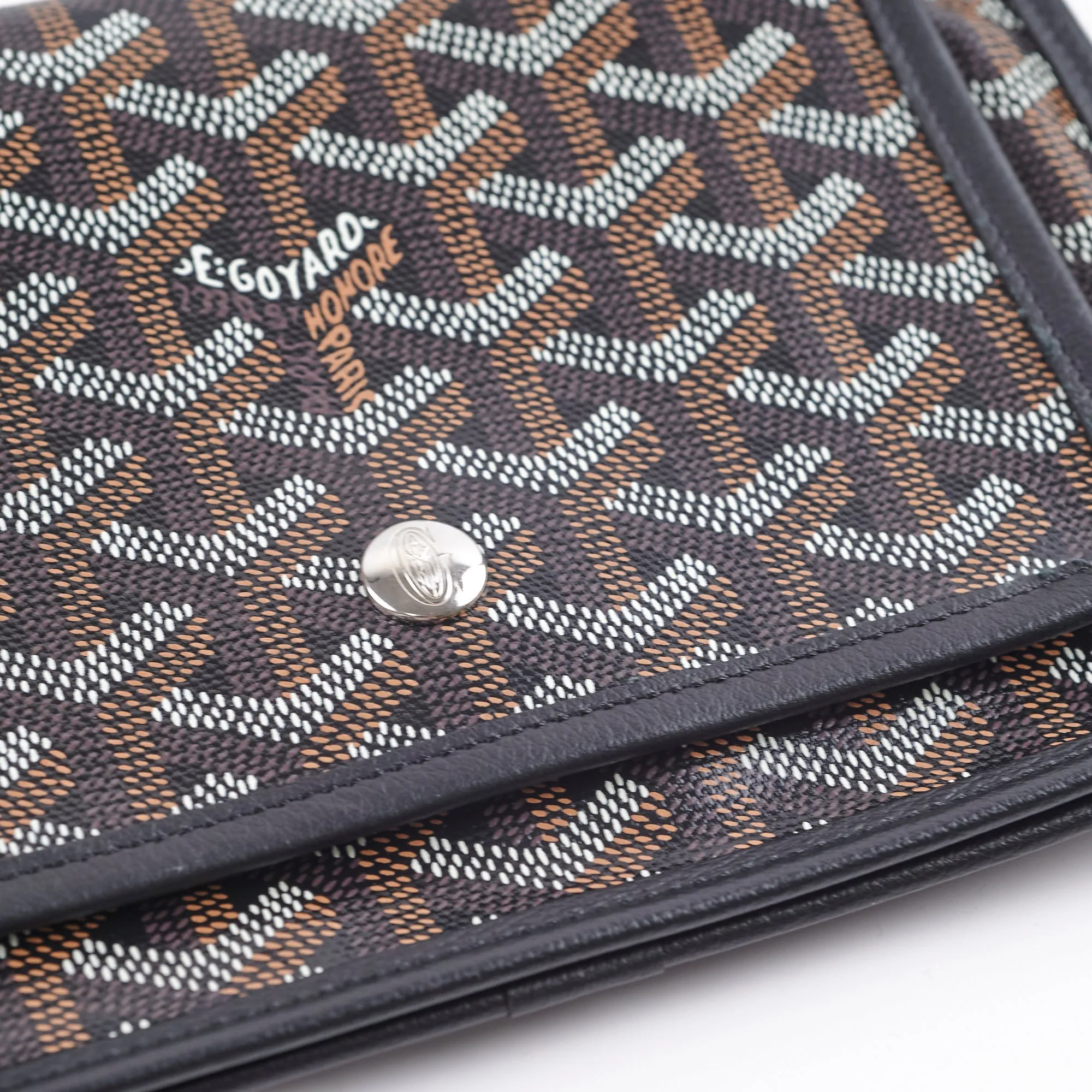 Goyard Plumet Leather Crossbody Shoulder Bag Black