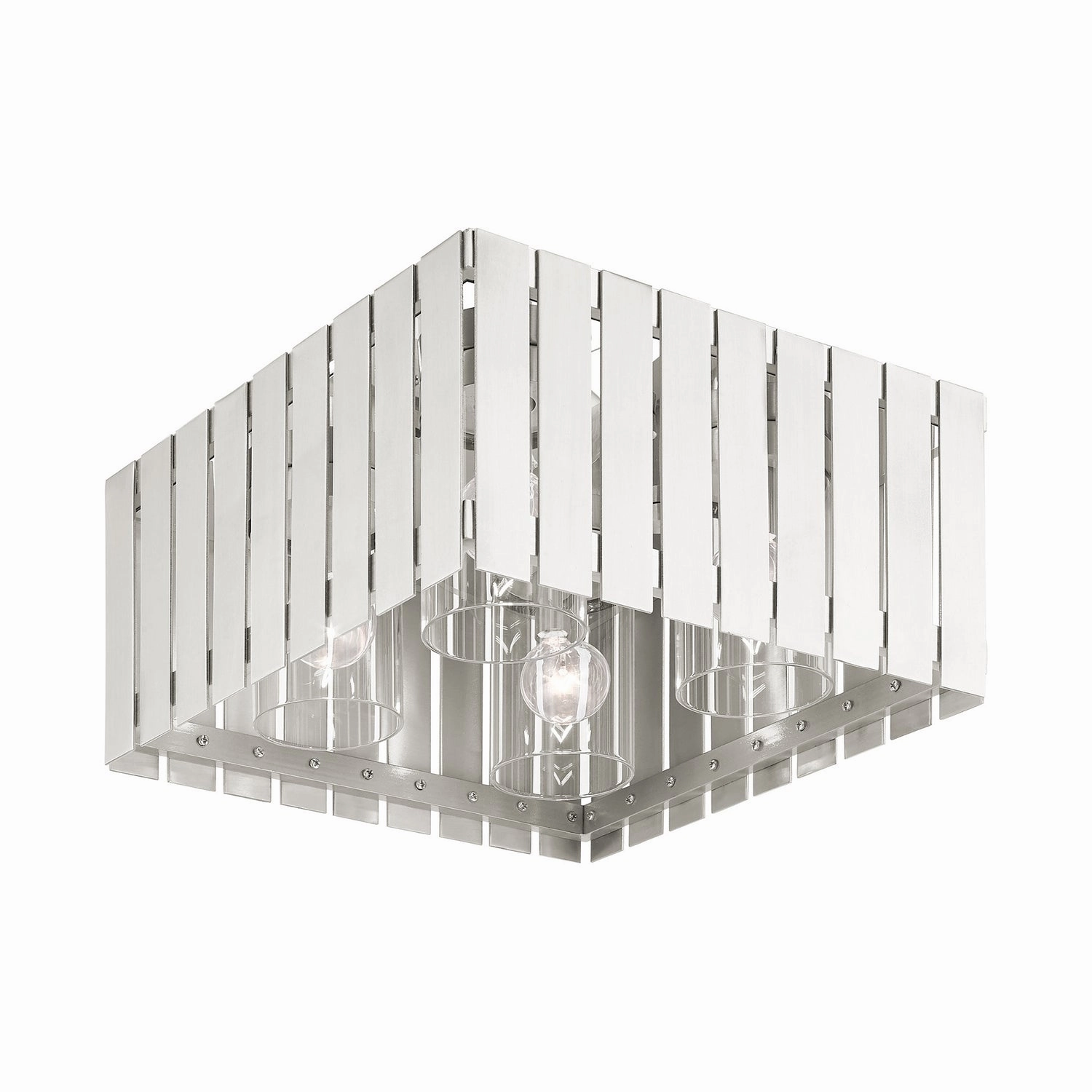 Greenwich Four Light Outdoor Flush Mount Brushed Nickel Exterior Ceiling Lights markdown