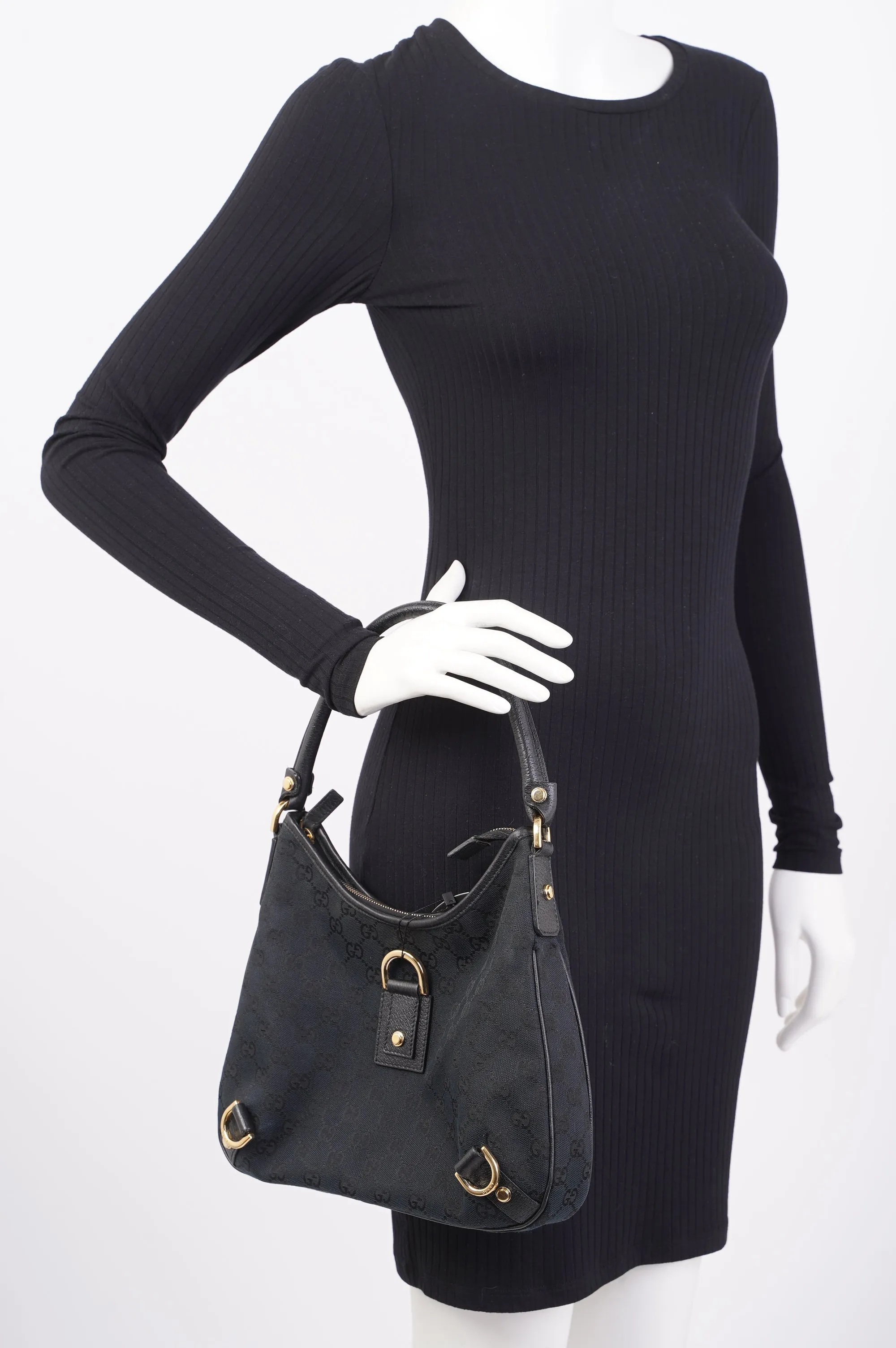 Gucci Abbey GG Shoulder Bag Black Supreme Canvas