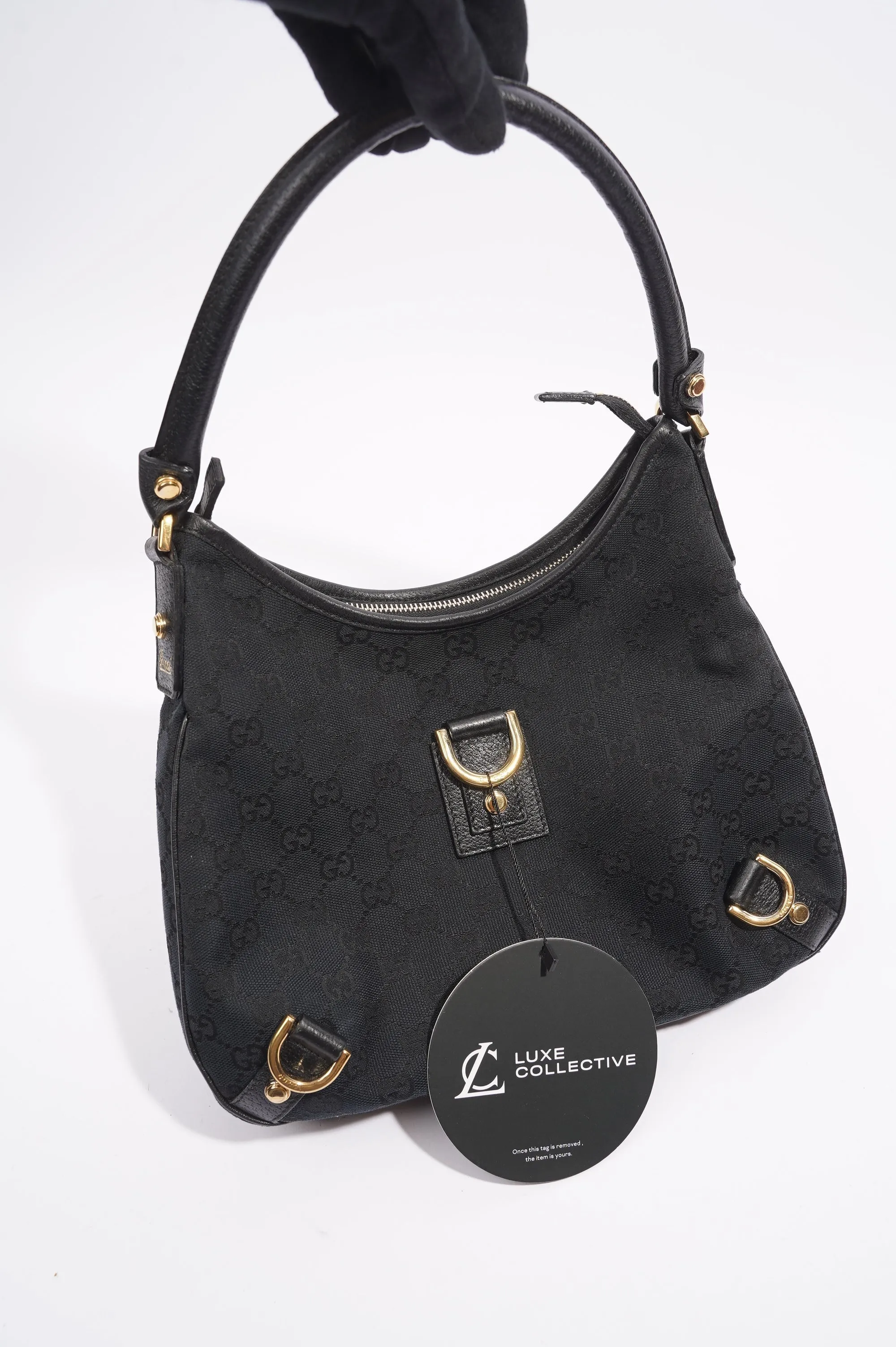 Gucci Abbey GG Shoulder Bag Black Supreme Canvas