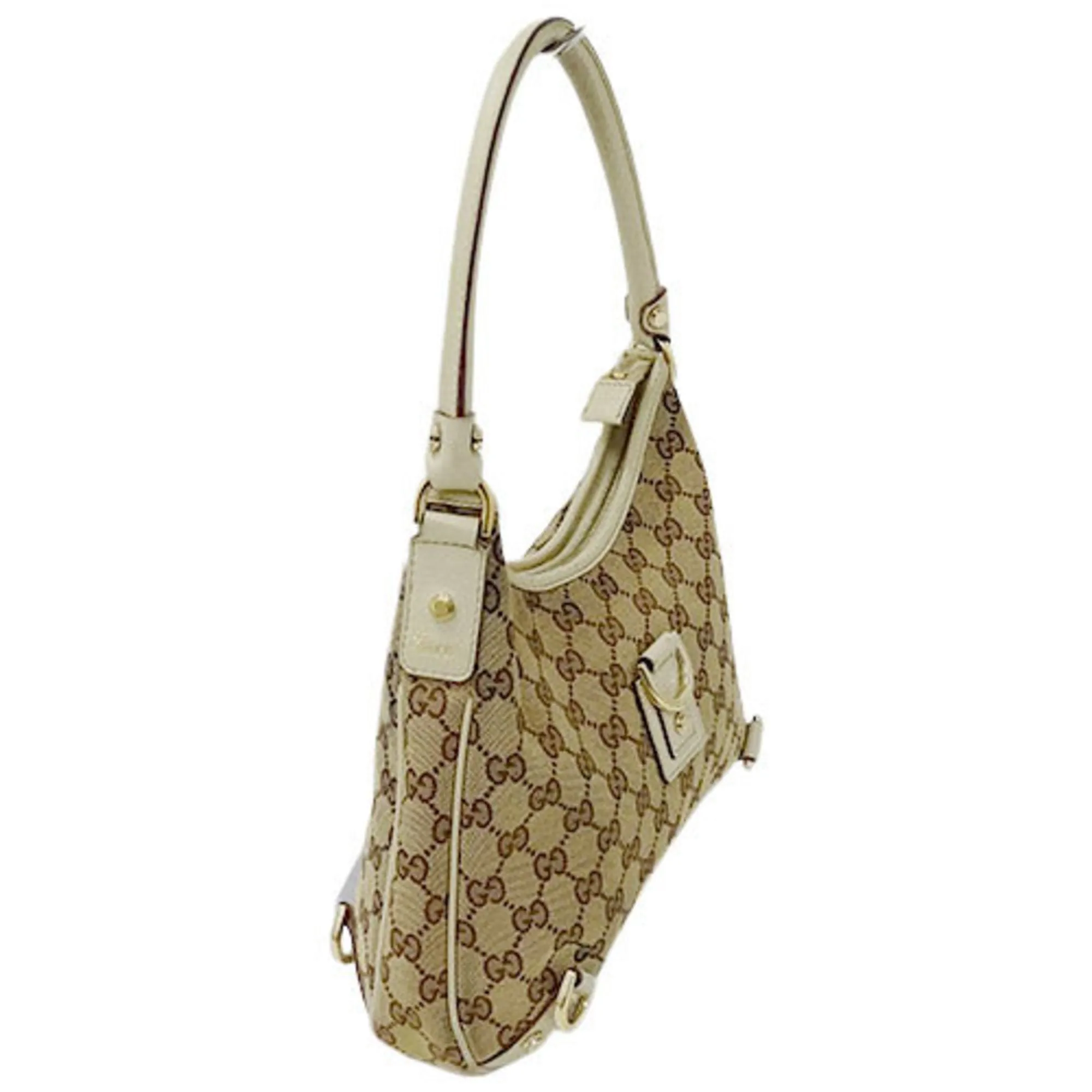 Gucci Bag Ladies Shoulder Handbag Abbey GG Canvas Brown Beige Ivory White 130738