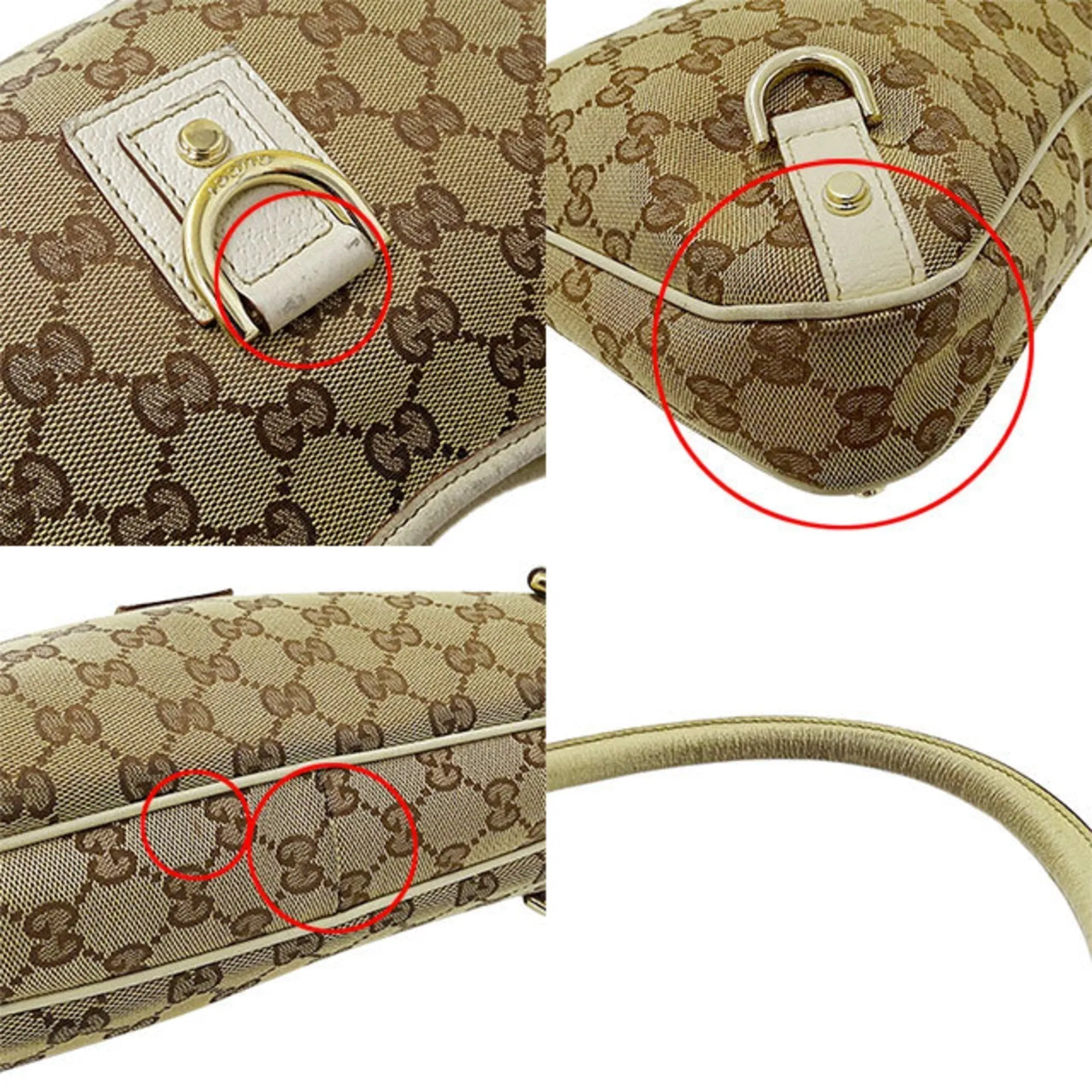 Gucci Bag Ladies Shoulder Handbag Abbey GG Canvas Brown Beige Ivory White 130738