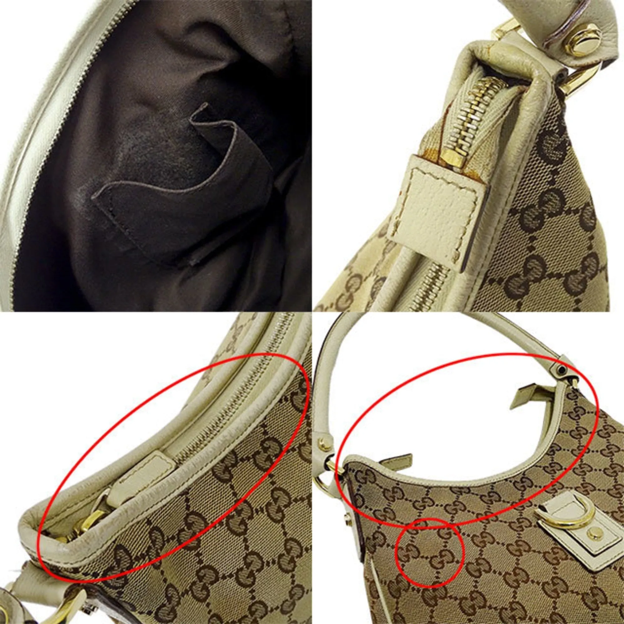 Gucci Bag Ladies Shoulder Handbag Abbey GG Canvas Brown Beige Ivory White 130738