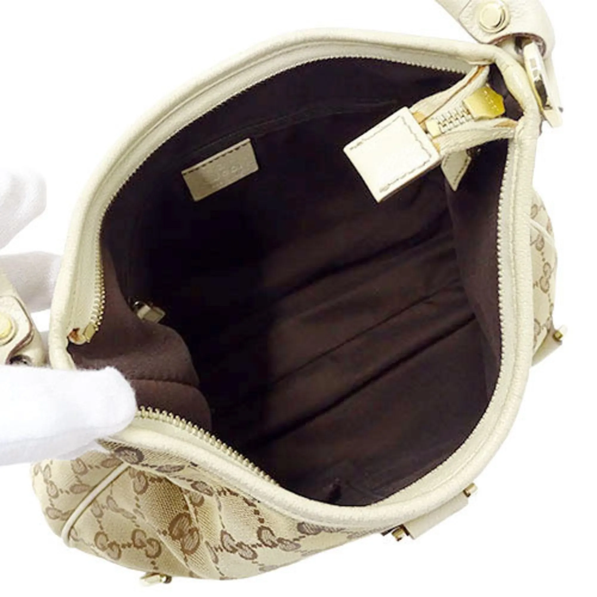Gucci Bag Ladies Shoulder Handbag Abbey GG Canvas Brown Beige Ivory White 130738