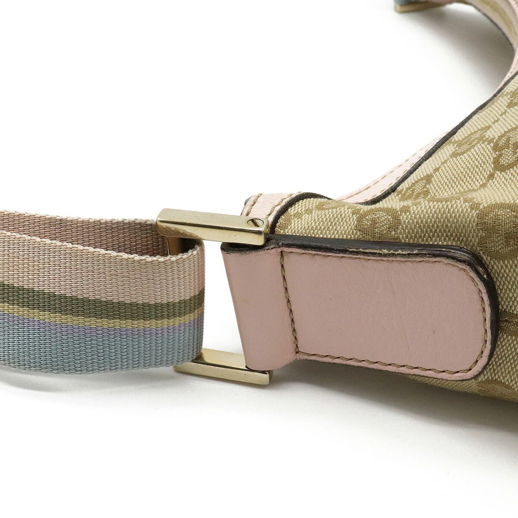 Gucci GG canvas shoulder bag leather beige pink light blue 181092