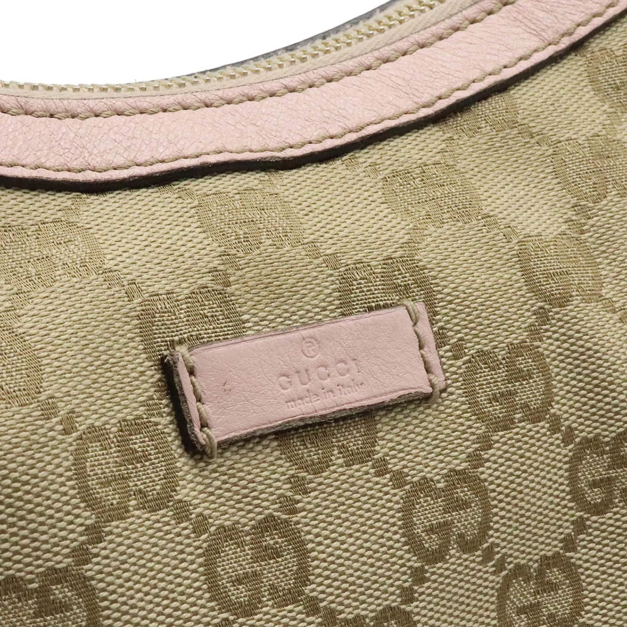 Gucci GG canvas shoulder bag leather beige pink light blue 181092