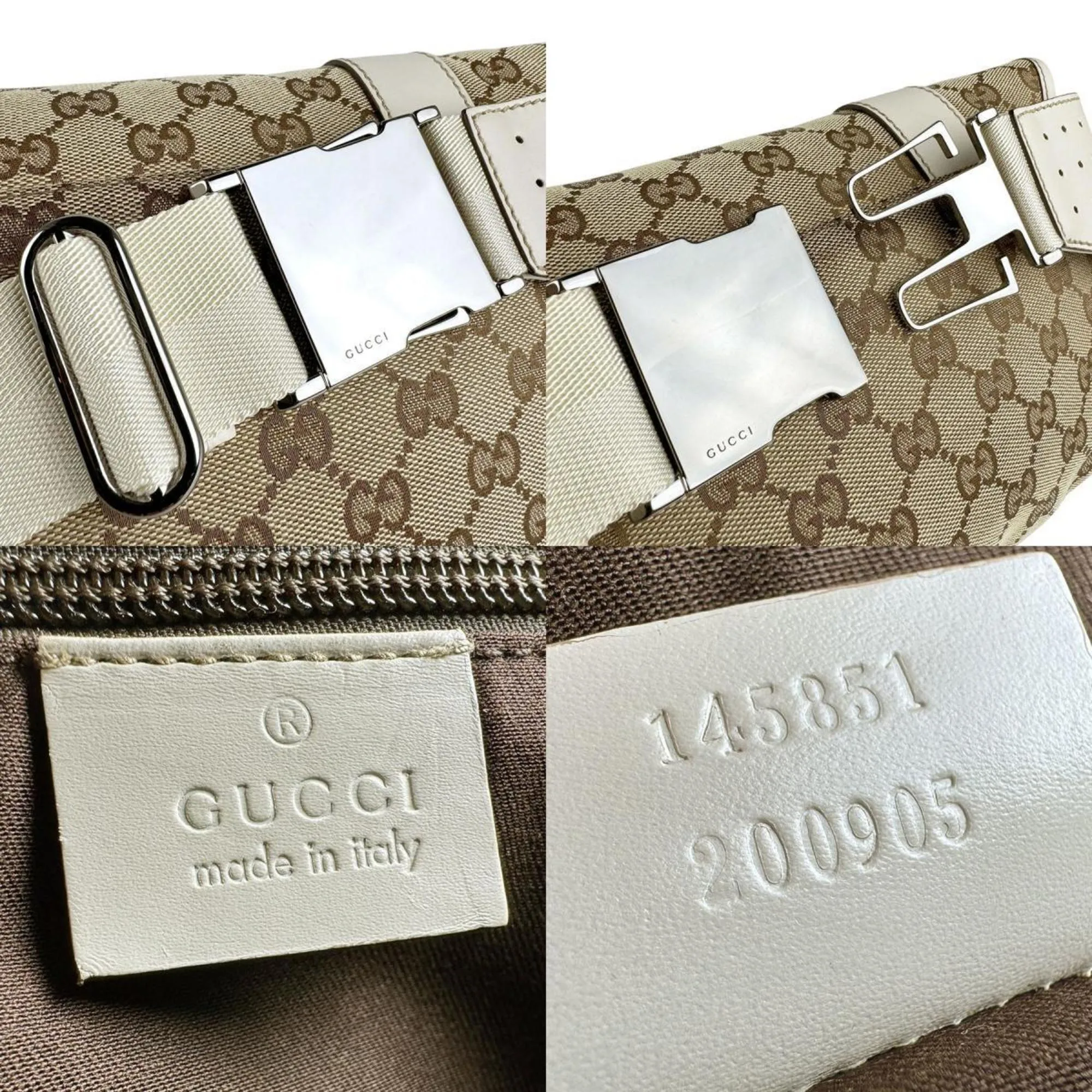 Gucci ivory Gg Canvas Leather Fanny Pack (Pre-Owned)