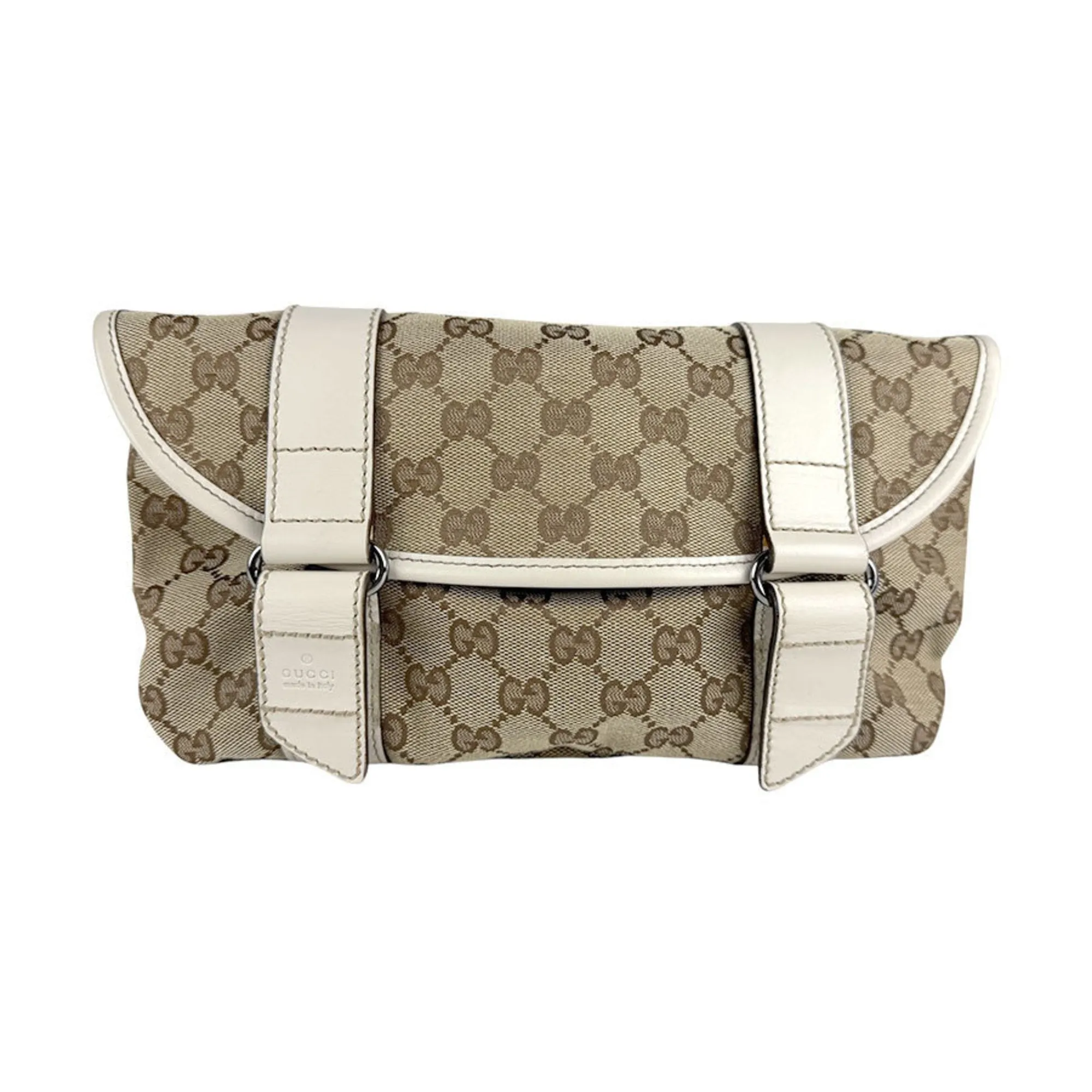 Gucci ivory Gg Canvas Leather Fanny Pack (Pre-Owned)