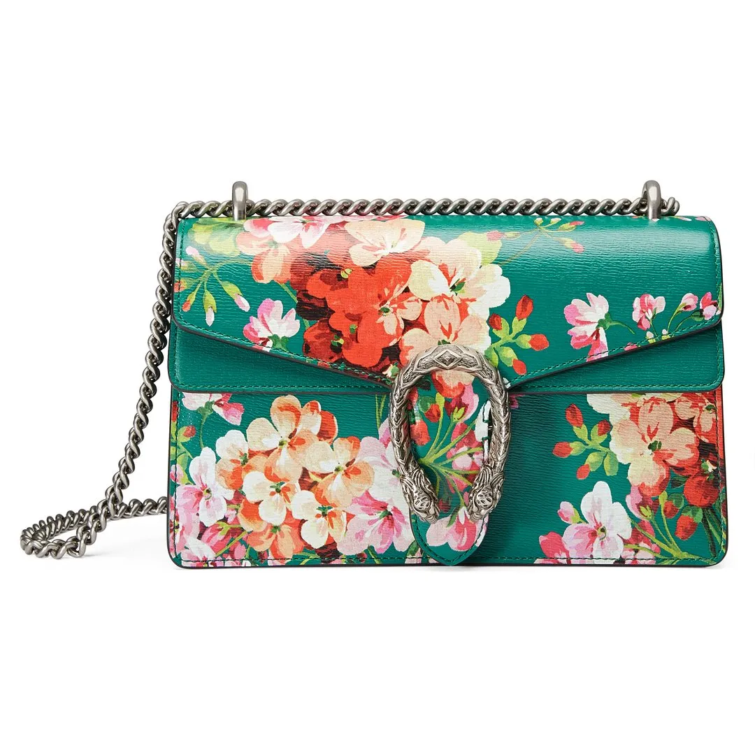 Gucci Large Dionysus Blooms Leather Shoulder Bag in Green