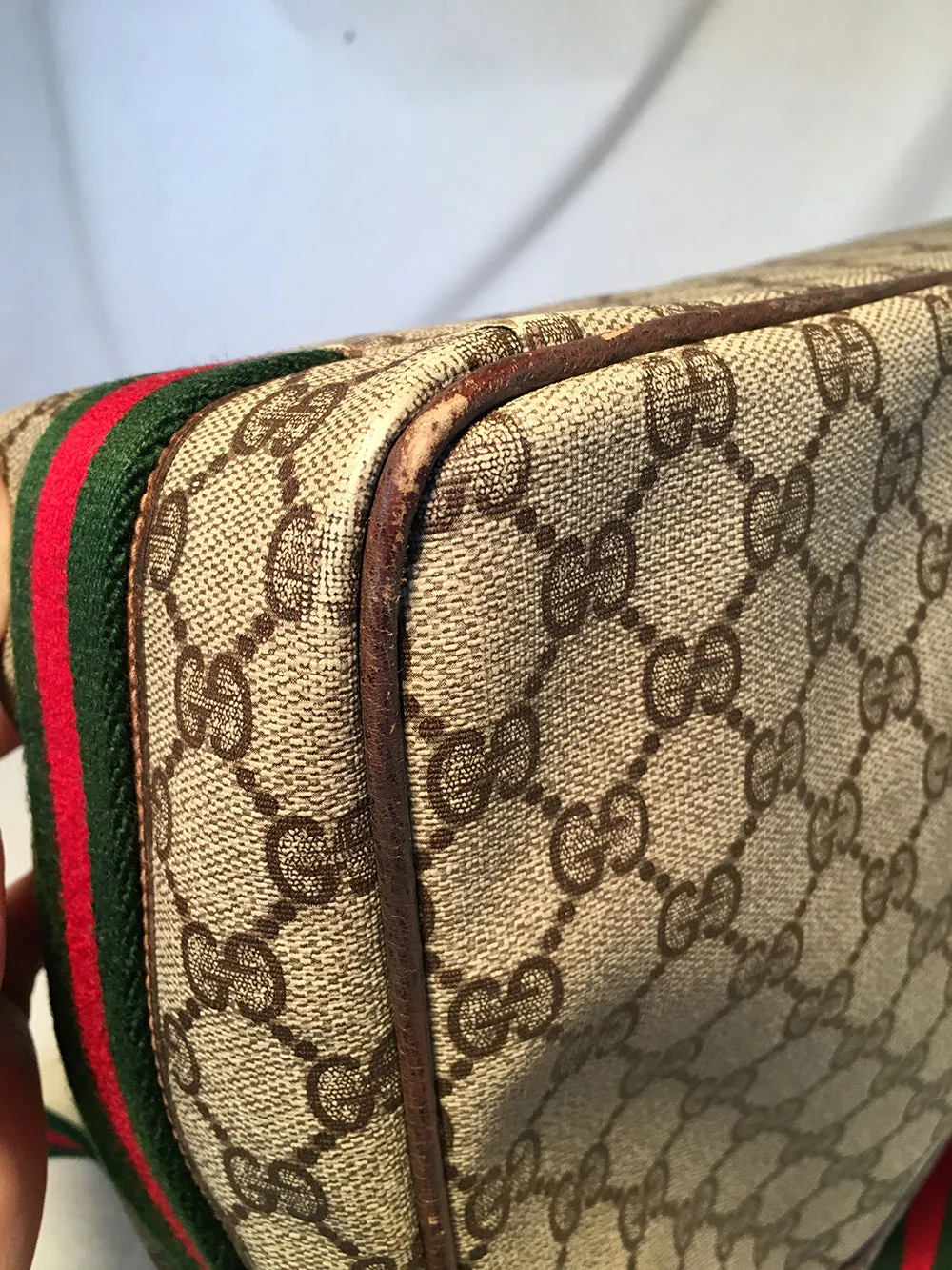 Gucci Vintage Monogram Hand Painted Ladybug Reporter Messenger Shoulder Bag