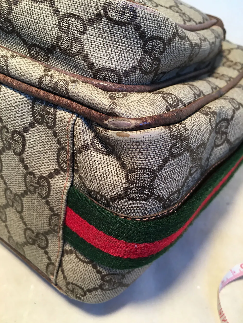 Gucci Vintage Monogram Hand Painted Ladybug Reporter Messenger Shoulder Bag