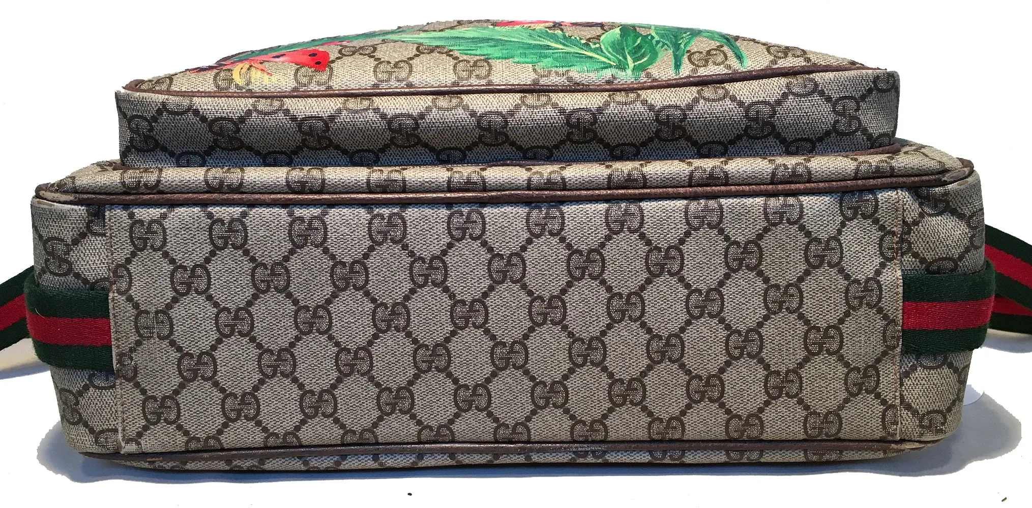 Gucci Vintage Monogram Hand Painted Ladybug Reporter Messenger Shoulder Bag