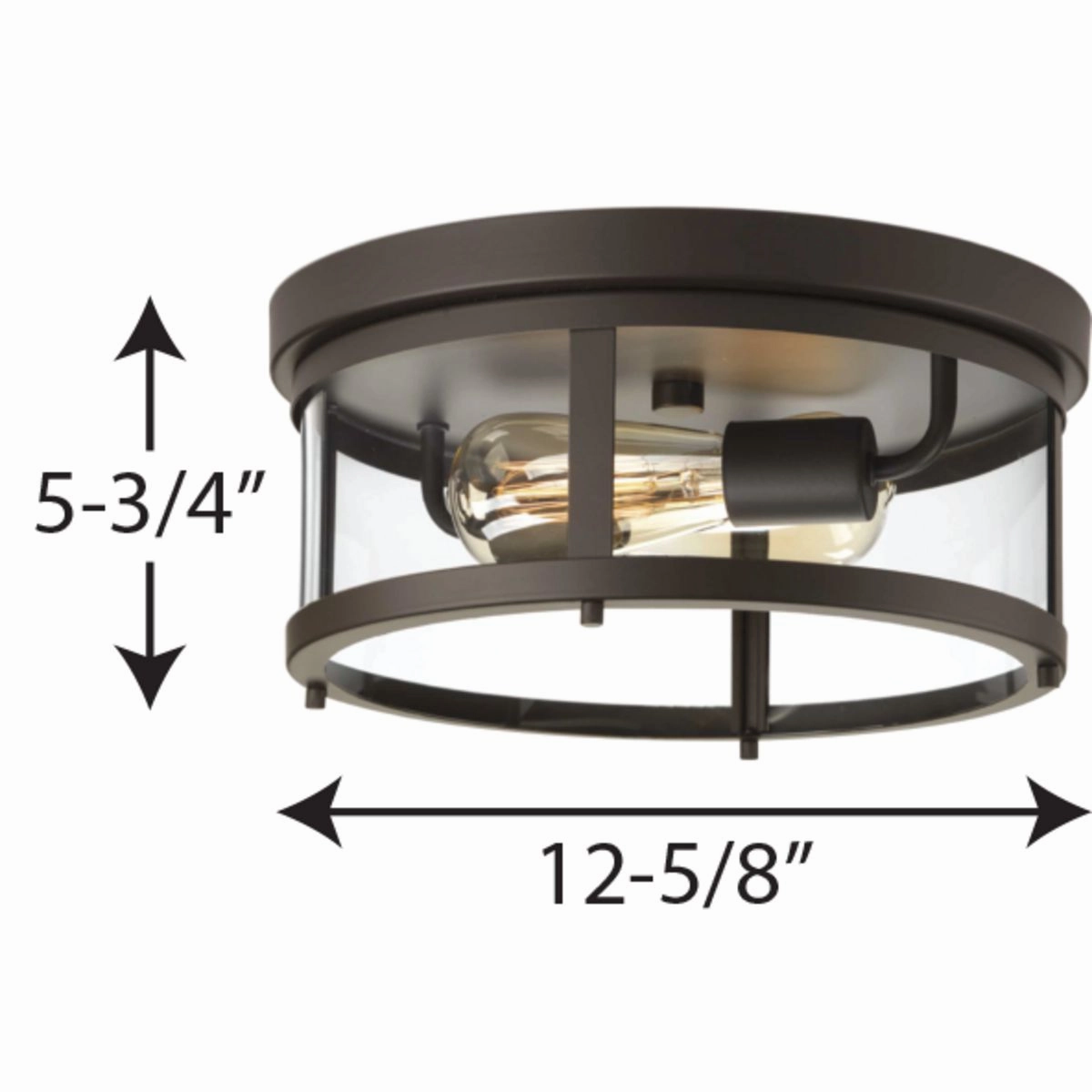 Gunther Two Light Flush Mount Antique Bronze Flush Outdoor Ceiling Mount Lights