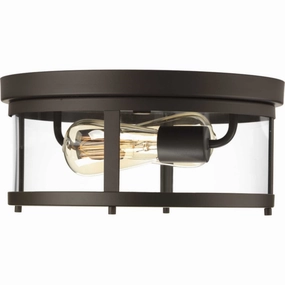 Gunther Two Light Flush Mount Antique Bronze Outdoor Ceiling Mount Lighting clearance