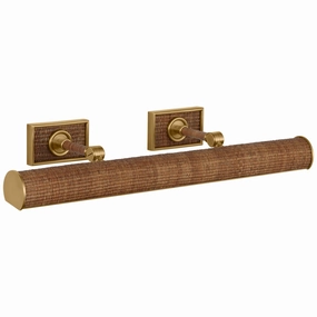 Halwell LED Picture Light Antique-Burnished Brass and Natural Woven Rattan Wall Lights for patio sale