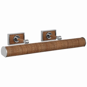 Halwell LED Picture Light Polished Nickel and Natural Woven Rattan Wall Lights for patio sale