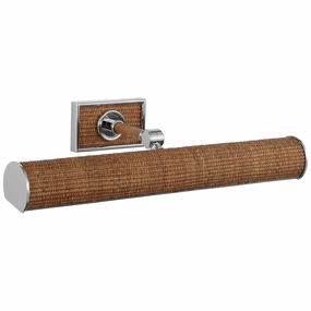 Halwell LED Picture Light Polished Nickel and Natural Woven Rattan Wall Lights for patio sale