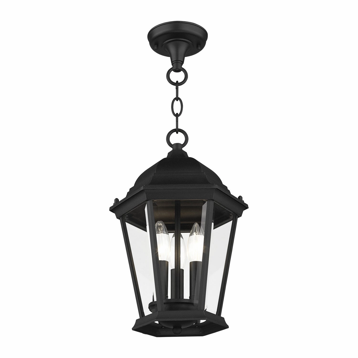 Hamilton Three Light Outdoor Pendant Textured Black Modern Outdoor Hanging Lights