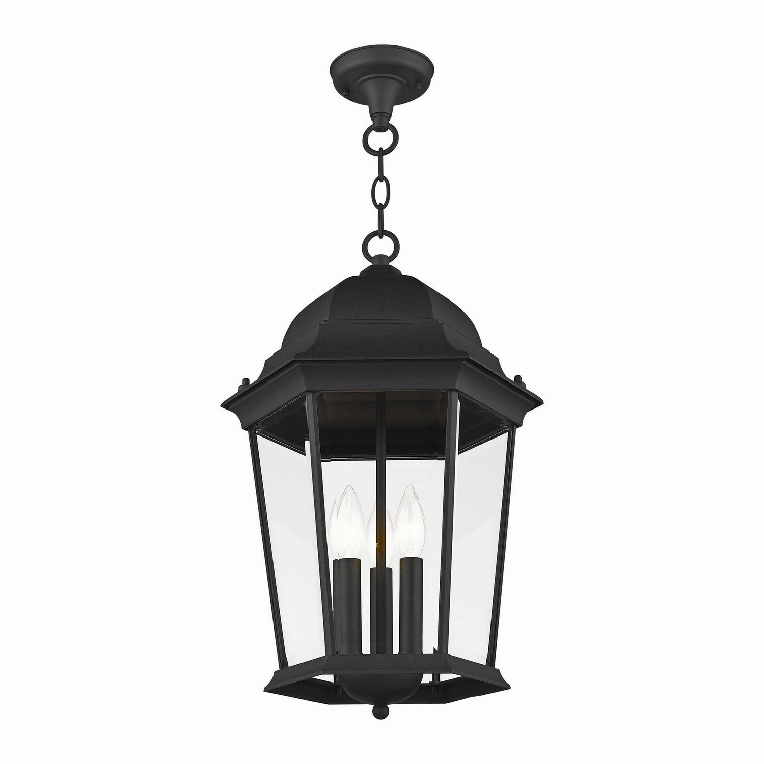 Hamilton Three Light Outdoor Pendant Textured Black Modern Outdoor Hanging Lights