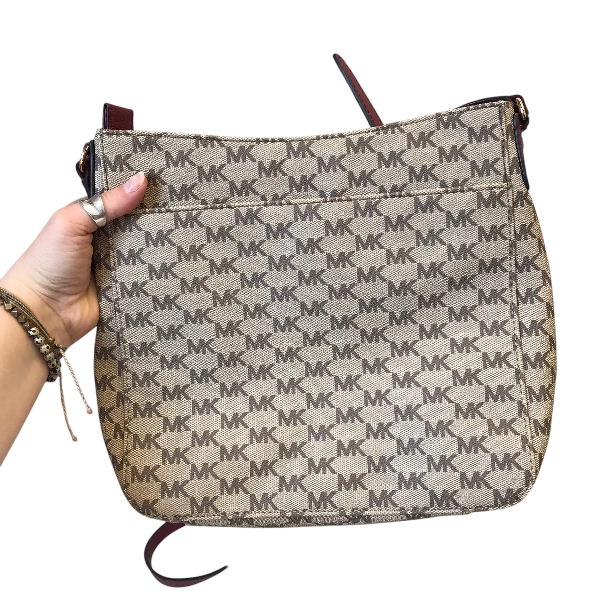 Handbag Designer By Michael Kors In Red & Tan, Size:Large
