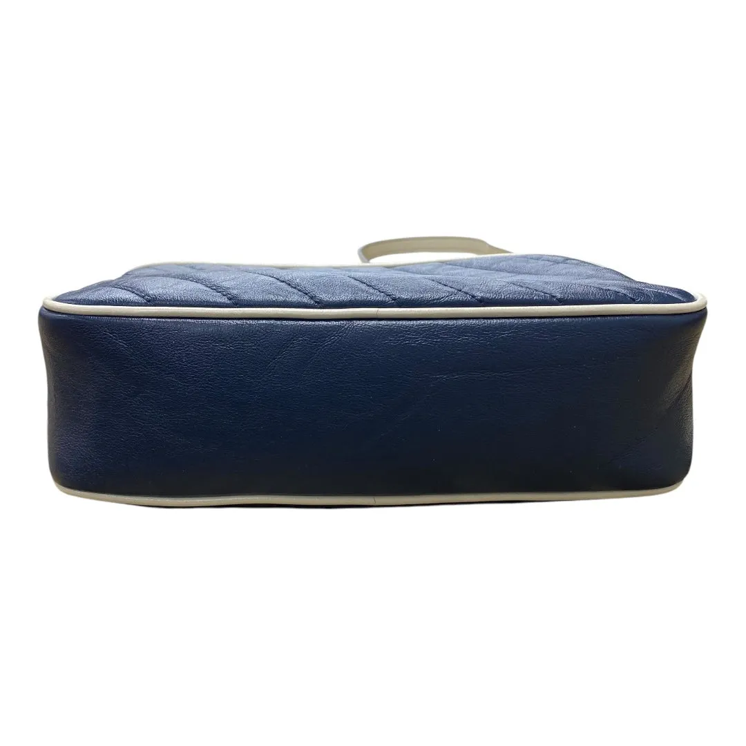 Handbag Luxury Designer By Gucci In Blue & White, Size:Medium