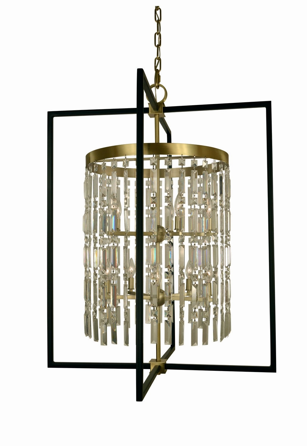 Hannah Ten Light Foyer Chandelier Brushed Brass w/Matte Black Ceiling Lights Lighting cheap deals